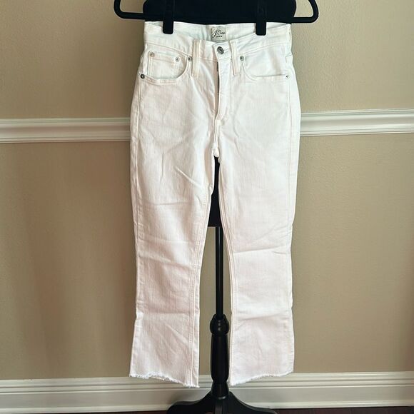 J Crew Flare Crop Jean in White Denim Signature Stretch Women's 24 - Picture 1 of 5